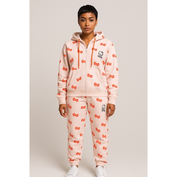 Women's Sanrio Hello Kitty Zip-Up Hoodie Pink XS - Picture 1 of 5